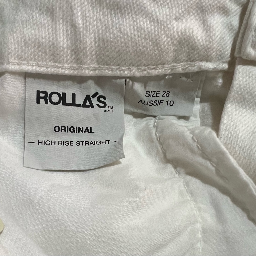ROLLA'S Free People White Distressed Straight-Leg Jeans High Rise Size 28 - Picture 8 of 9
